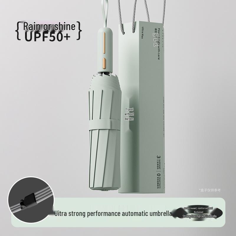 24-Bone Automatic Windproof Folding Umbrella for Men, Rain or Shine, with UV Sun Protection