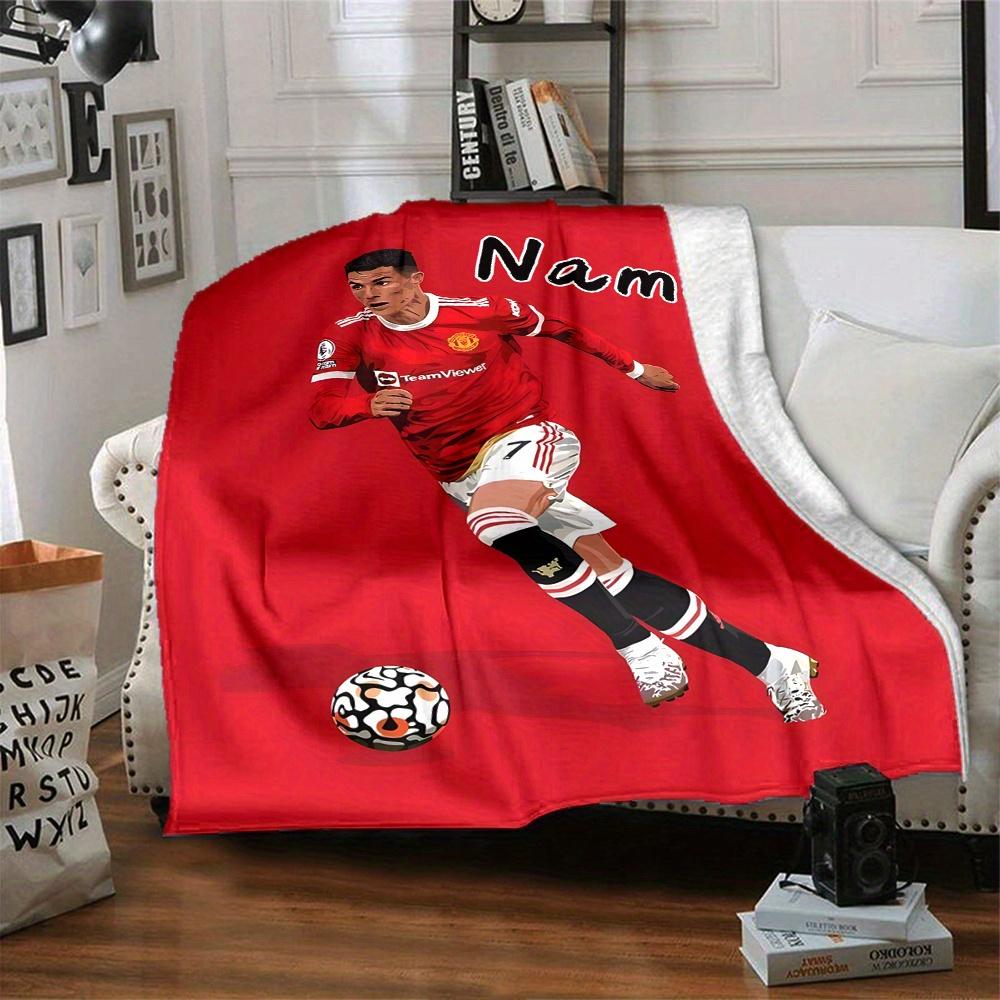 Cristiano Ronaldo Soccer Player Action Scene Four Seasons Blanket Customized With Your Name Lightweight And Warm Perfect Gift For Home Office Camping
