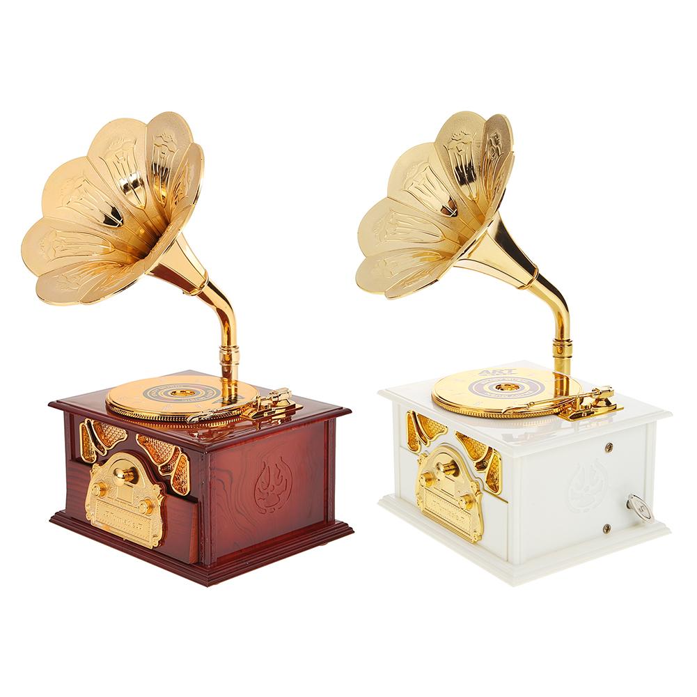 Hand Crank Music Box Creative Retro Musical Box Exquisite Manual Classic Antique Wooden Eco-friendly for Friends Kids Boys Girls
