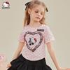 Hello Kitty Girls' Short-Sleeved T-Shirt Summer 2025 New Heart-Shaped Cute Cartoon Half-Sleeved Kidsren's Summer Top