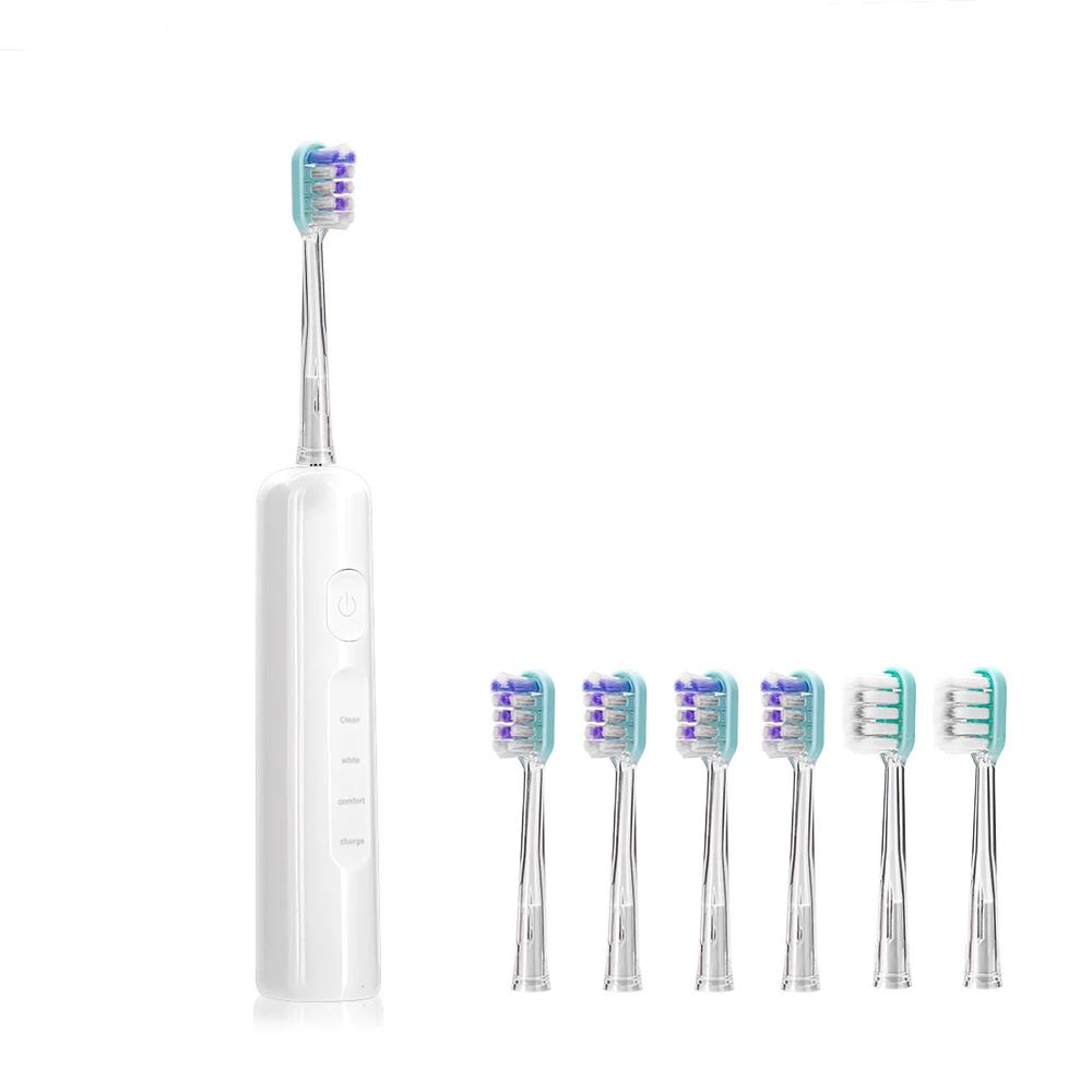 Electric Toothbrush Sonic Cleaning Dental Care Rechargeable Electric Toothbrush with 6 Standard Brush Heads