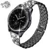 Bands Compatible with Samsung Gear Sport/Galaxy Watch 42mm / Galaxy 4 Classic (42mm), Luxury Rhinestone Diamond Steel Metal Strap with Bezel Ring