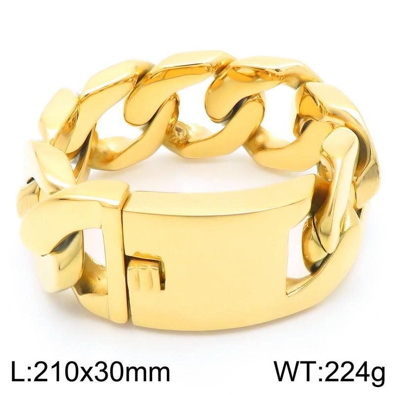 Domineering Flat Cuban Chain Bracelet Men‘s 30MM Chunky Stainless Steel Jewelry Shiny Exaggerated Rectangular Accessory