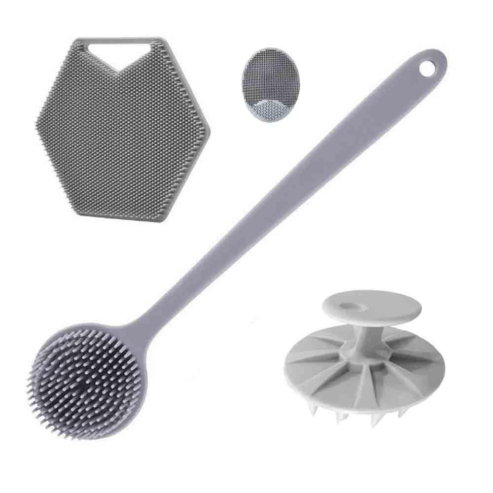 

International Bath Brush Set: Long Back, Body, Shampoo, and Face Wash Brushes