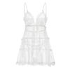 LittleForBig Women's 2-Piece Lingerie Set: Polka Dot and Heart Print Halter V-Neck Mesh Dress and T-Pants (Romantic), White, Size 2XL