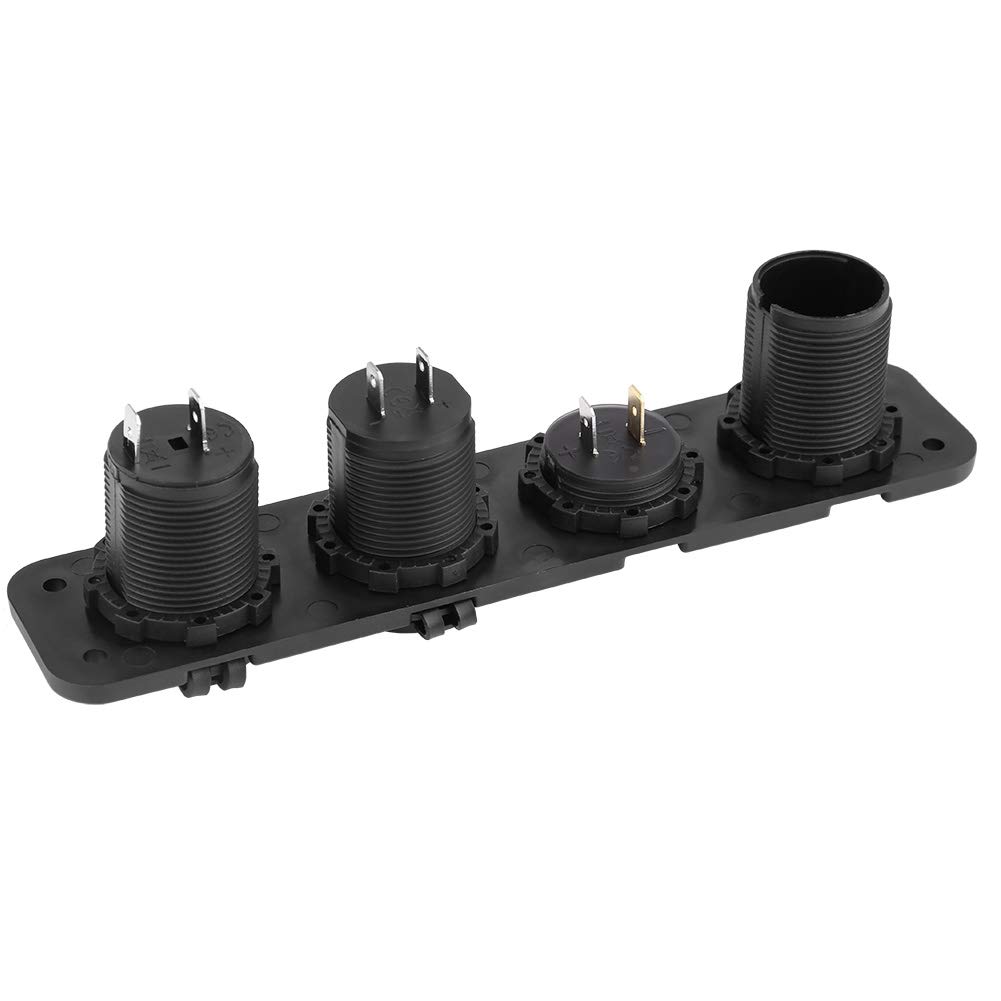 Switch Panel, 12-24V LED Dual USB Charger Voltmeter, Cigarette Lighter Power Outlet, 4 Hole