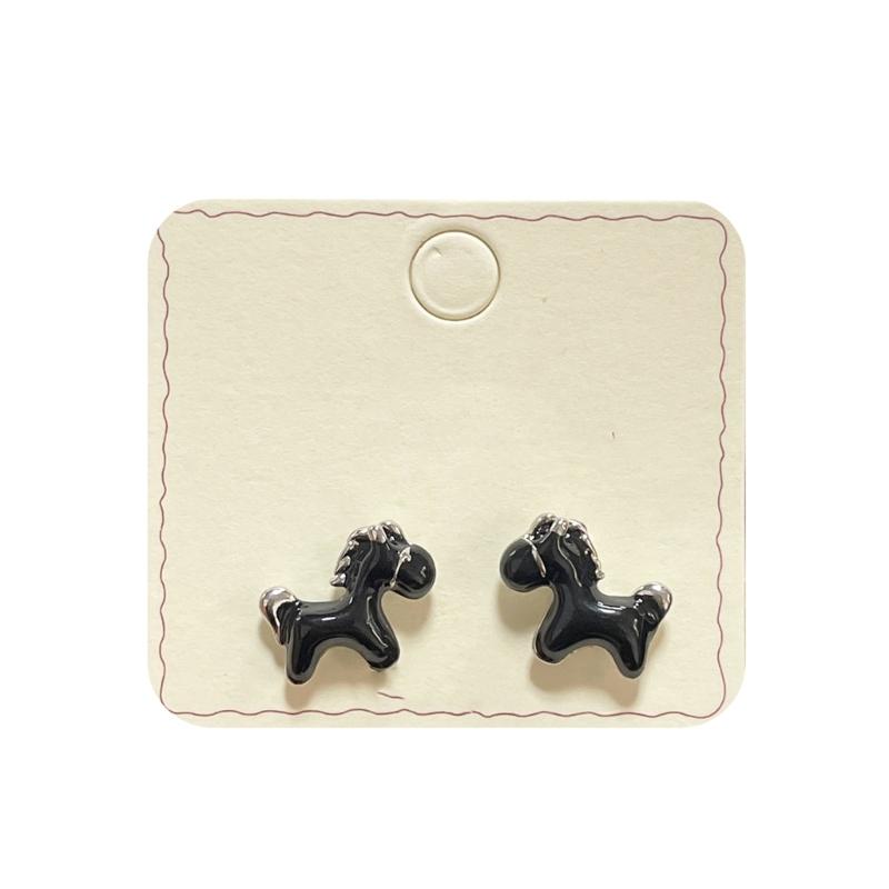 

Fashionable Horse Design Earrings with Enamel Coating Drip Oil Artwork Ear Accessories for Sensitive Ears