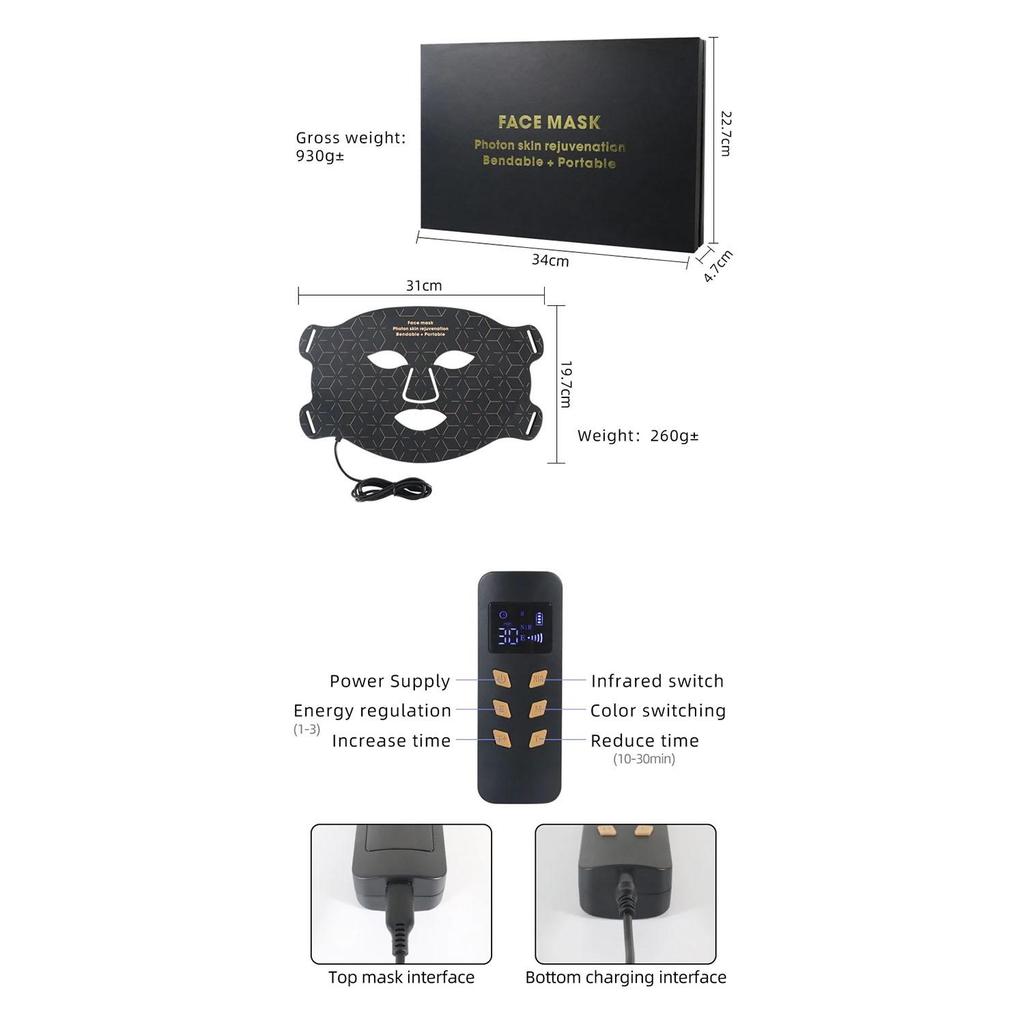 Led Mask Photon Mask For Red Lights Infrared Light,Skin Care Face Care Facial Led Mask 4 Colors Home Use Beauty