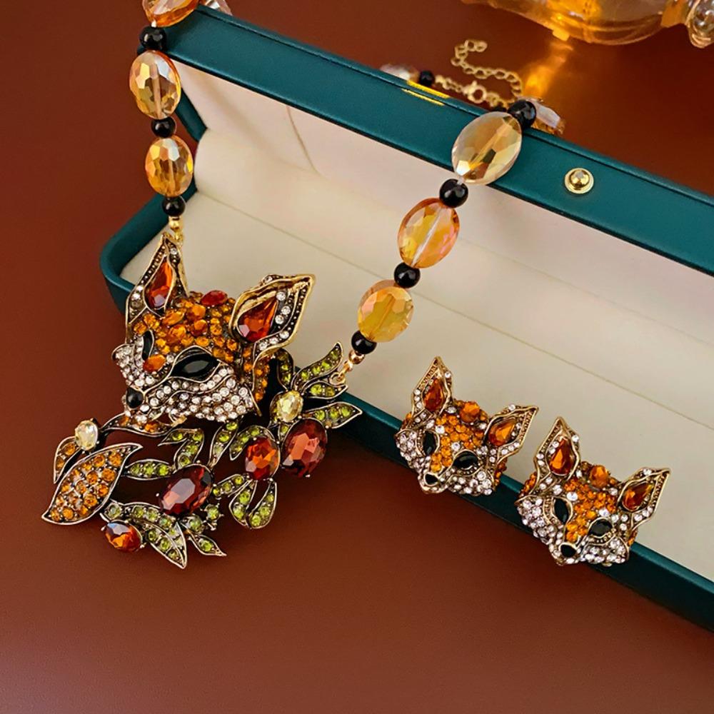 Beaded Rhinestones Pendant Necklace Exaggerated Collarbone Chain Women  Party