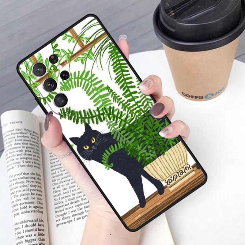 Black Cat phone case Cover For Samsung Galaxy S24 S25 Ultra S21 S22 Ultra S10E Note 10 Plus Note 20 FE S23