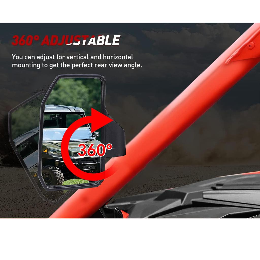 UTV Side Mirror Foldable Adjustable Clear Visibility Stable Structure Rear View Mirror Replacement for Polaris RZR XP Turbo Pro 900