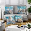 4 Stück Muschel Kissenbezug Seestern Ozean Strand Bedruckter Kissenbezug Polyester Heimdeko Sofa Wohnzimmer 2D Flach