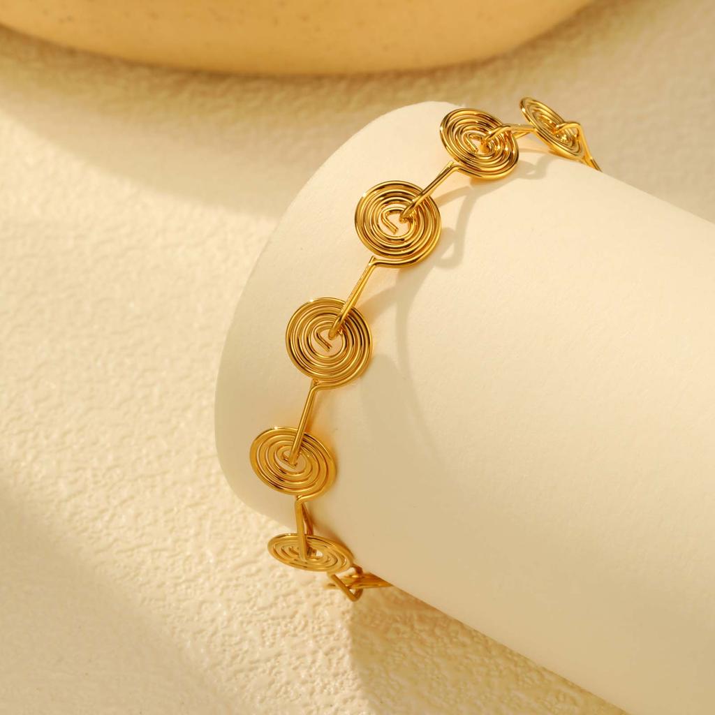 Women‘s Stainless Steel Chain Spiral Geometric Charm Bracelet Fashion Metal Female Bracelet Waterproof Jewelry Girlfriend Gift
