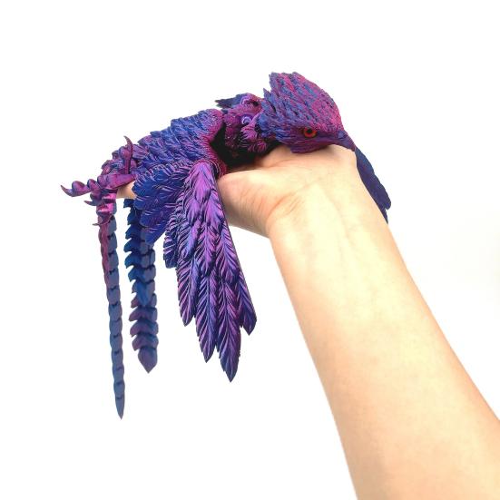 3D Printed Phoenix Ornament Articulated Phoenix Fidget Toy Flexible Phoenix Bird Toy Animal Centerpiece for Stress Relief Desk Display