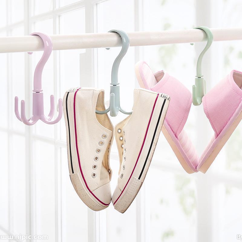 4 Hooks Clothes Rack Neck Tie Holder Space Saving Handbag Clothes Ties Bag Holder Shelf Clothes Shoe Hanger 360 Degrees Rotated Belt Closet