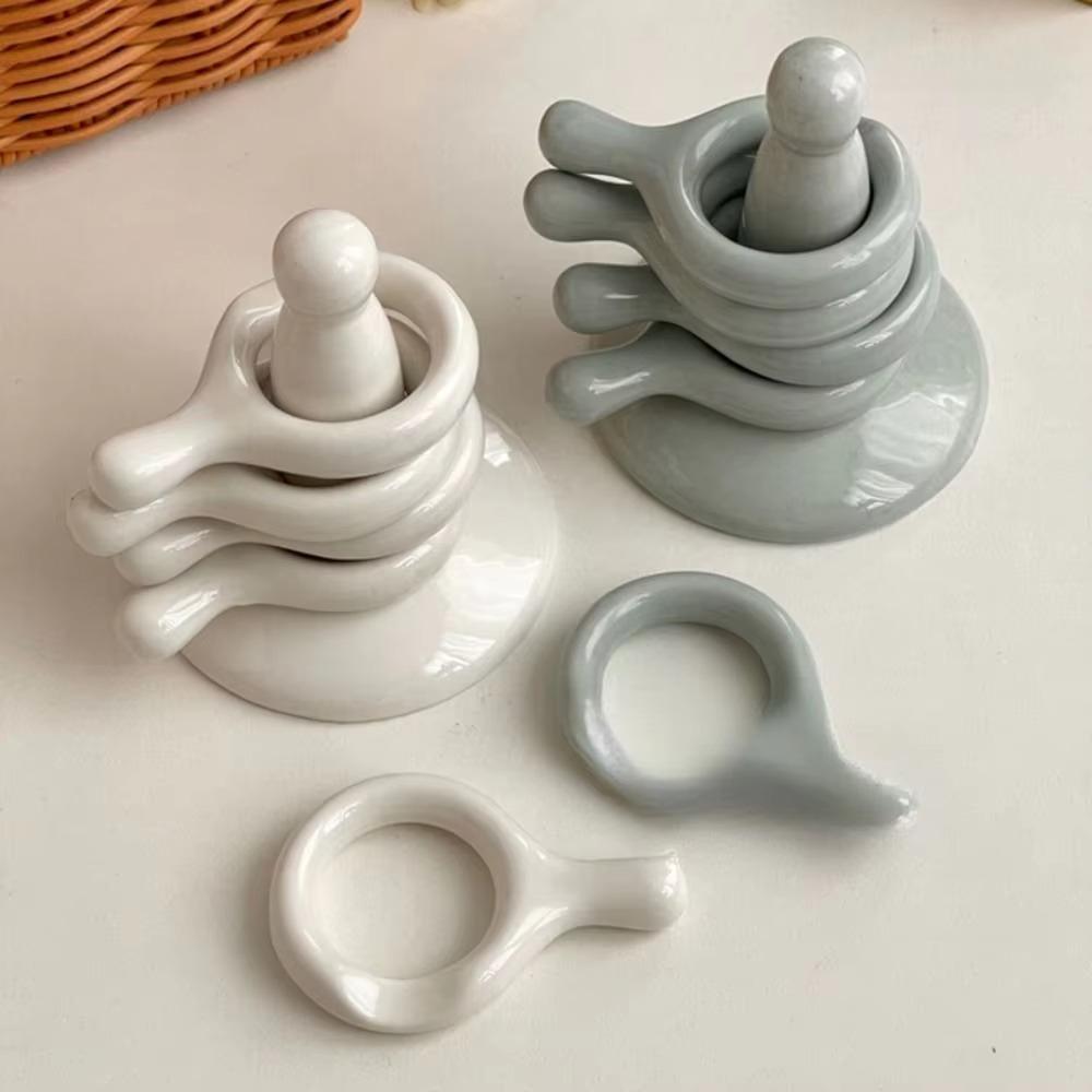 Stacking Ceramic Spoon Rest Set Q Shape Chopsticks Rack Chopsticks Pillow Dining Table Decoration