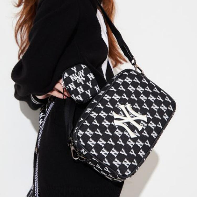 New MLB Monogram Collection Polyester Combo Bag, Camera Bag, Shoulder Bag Unisex Black 3ACRS022N-50BKS