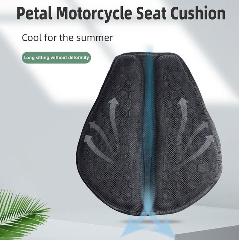 Motorcycle Seat Cushion Pad High Resiliency Anti-Slip Air Cushion Breathable Relief Ride Seat Pad Sunscreen Shock Absorption