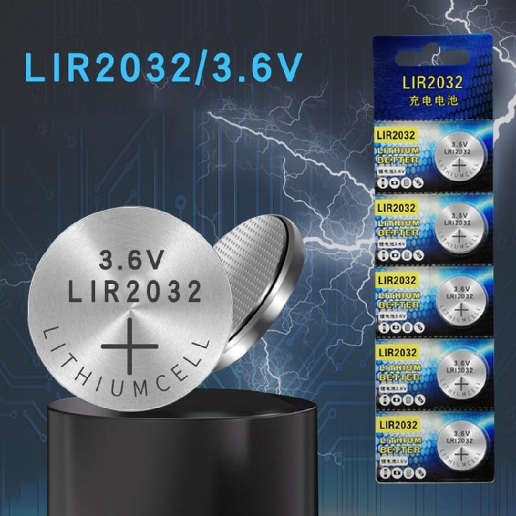 LIR2032 Batteries 3.6V Rechargeable Lithium Batteries For Car Security Alarms Device Stable Voltages Output for Computer