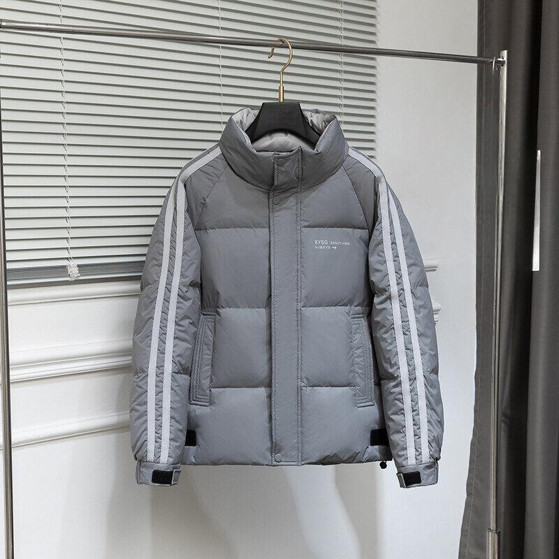 

Мужские и женские пары с коротким воротником-стойкой, корейская свободная одежда из утолщенного белого утиного пуха 4XL серый