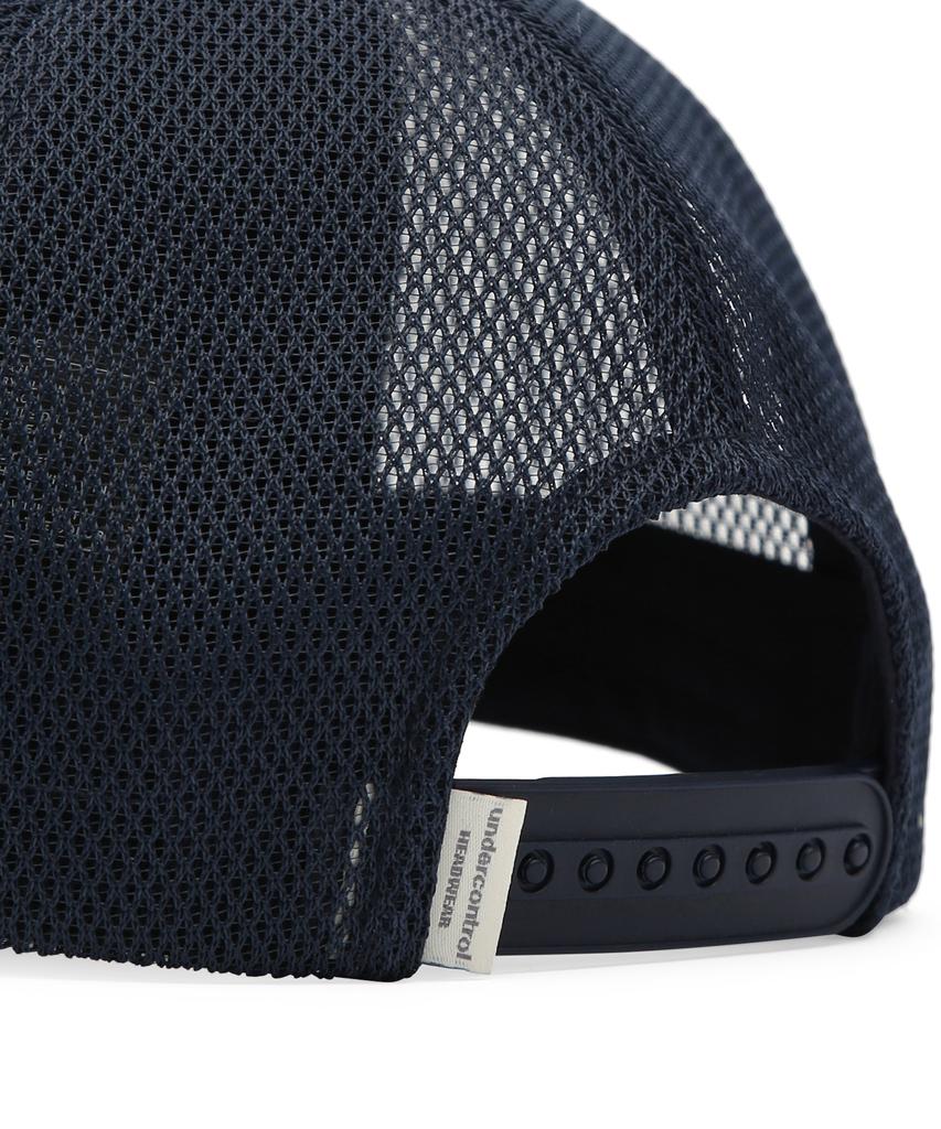 Eondeokeonteulol Summer Mesh Sunblock Logo Color Block Ball Cap Unisex Baseball Cap Signature / Mesh Trucker B B / Navy Red