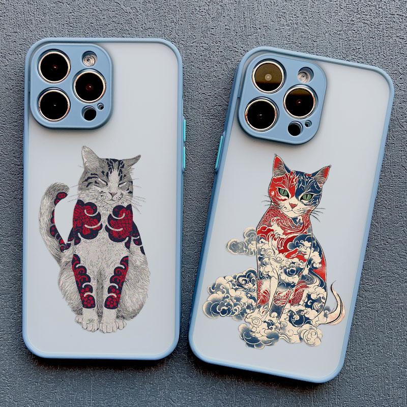 Japanese-style Colorful Cat Design Phone Case For iPhone 16 15 14 Pro Max Plus 11 12 13 Mini Pro Max XR X XS 7 8 SE2 Back Covers