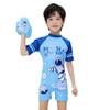Kids' Quick-Dry Short Sleeve One-Piece Swimsuit for Boys - Medium & Large Sizes, Ideal for Swimming and Hot Springs