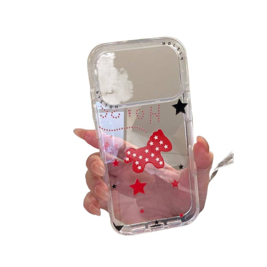 Simple ins red horse star English label is suitable for iphone17promax apple 16p mobile phone case 15 new models