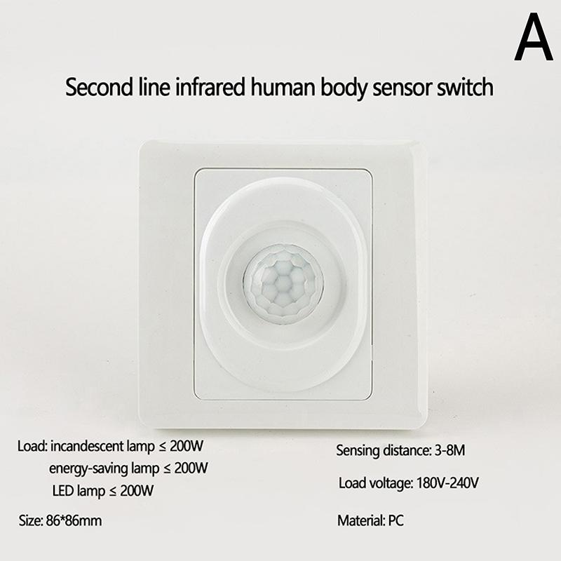 

Переменный ток 220 В, светодиодный датчик движения PIR, выключатель света, инфракрасное обнаружение человеческого тела, автоматическое включение/выключение света, умный выключатель для коридора, лестницы G