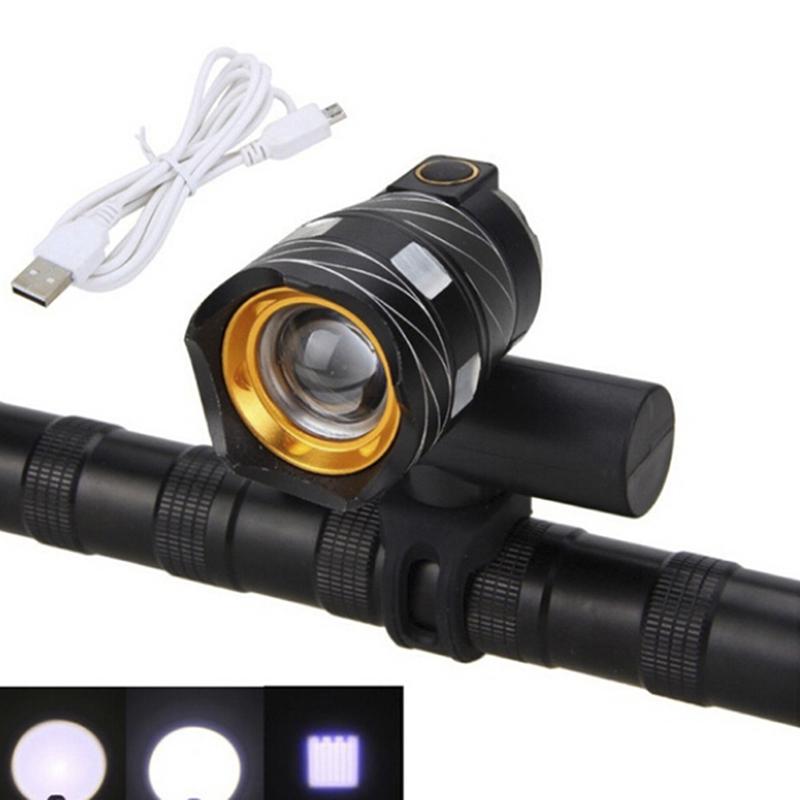 Usb Rechargeable 300Lm Xm-L Led Bicycle Light Bike Front Headlight