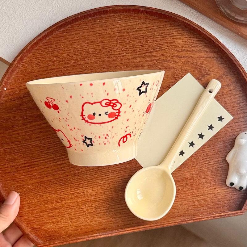 

ZISIZ Cherry Cat Ceramic Douli Bowl Set