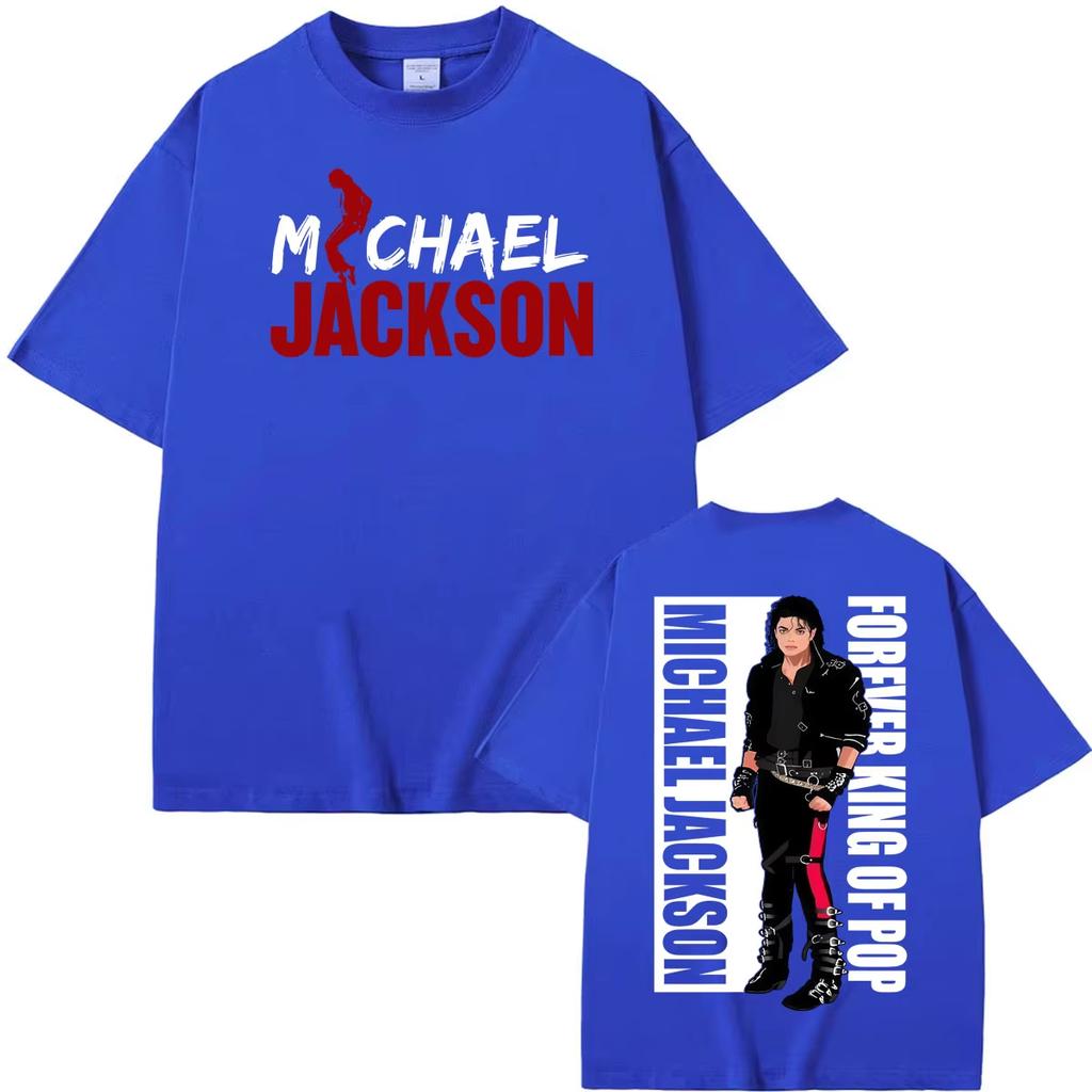 T-shirt Merch Michael Jackson Roi de la Pop pour Toujours Hommes Femmes Vintage Hip Hop High Street T-shirts Oversize Unisexes Harajuku haute qualité