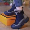 Female Winter Snow Boots Front Zip Thick Bottom Cotton Shoes Warm Versatile Round Head High-top Flats