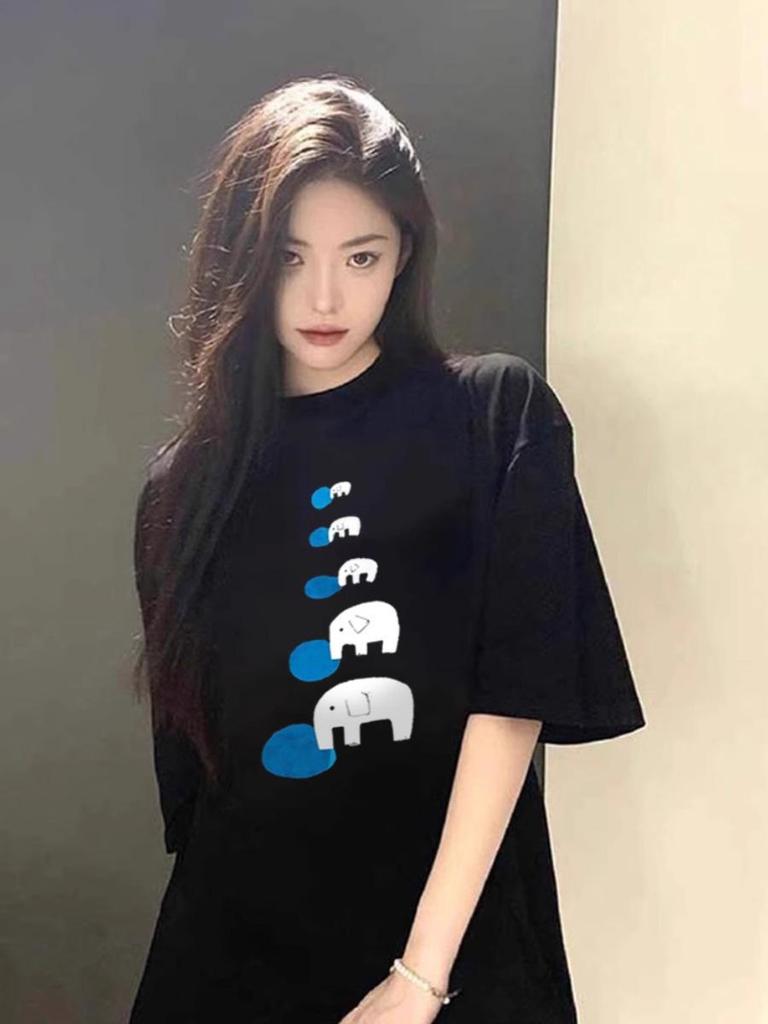 Übergröße Damen T-Shirt aus reiner Baumwolle mit kurzen Ärmeln - 2025 Amerikanisches Design