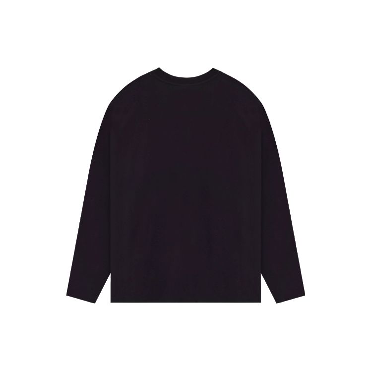 We11done Rhinestone Logo Round Neck Long Sleeve T-Shirt Unisex Tops WD-TT1-22-691-U-BK