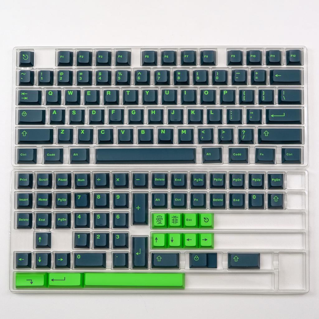 114 Keys Ink Blue Double Shot PBT Keycaps Cherry Profile Custom Keyboard Key Caps for Gateron MX Switches Gaming Keyboards