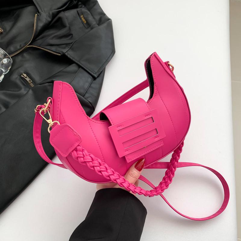 

Trendy Large Capacity Shoulder Bag For Women 2024 Spring New Simple Fashion Retro Underarm Bag рожевий червоний колір