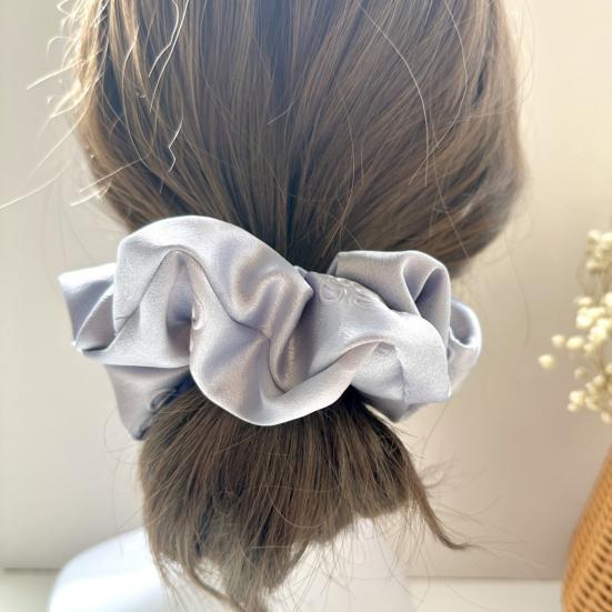 Elástico de Cabelo Feminino Cor Pura Estampa de Camélia Alta Elasticidade Corda de Cabelo Cetim Liso Scrunchy de Cabelo Acessório de Cabelo Sem Danos