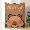 Custom Name Happy Card Capybara Flannel Blanket, Suitable for Sofa, Bed, Birthdays, Children, Friends, and Gifts