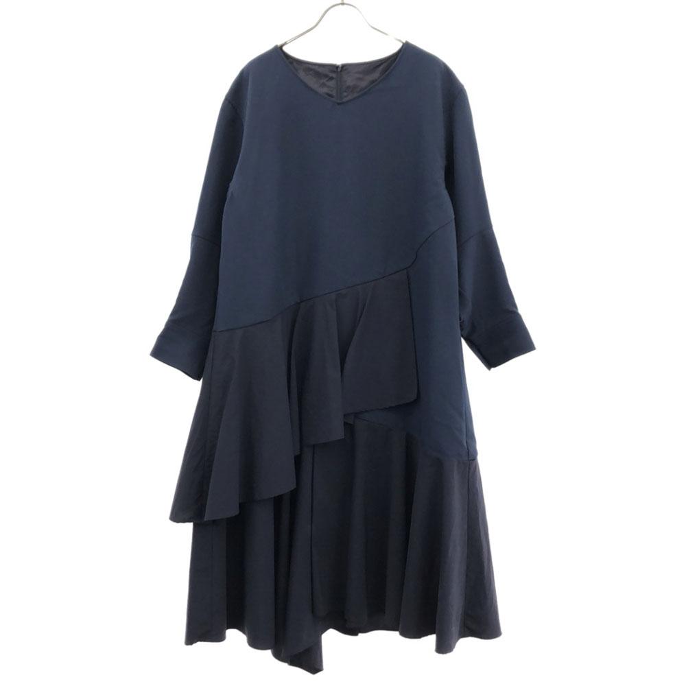 

ELENDEEK Однотонное платье с длинным рукавом 2 Темно-синий Застежка-молния сзади Женское Б/у