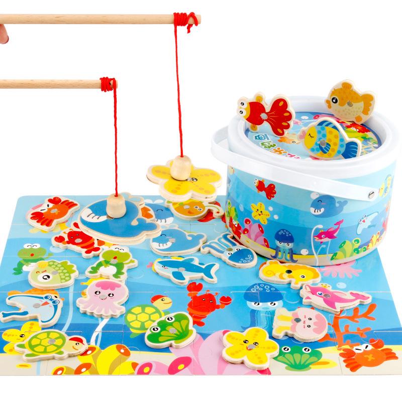 Kindergarten Magnetic Building Blocks & Fishing Game Set: Educational Toys for Parent-Child Interaction