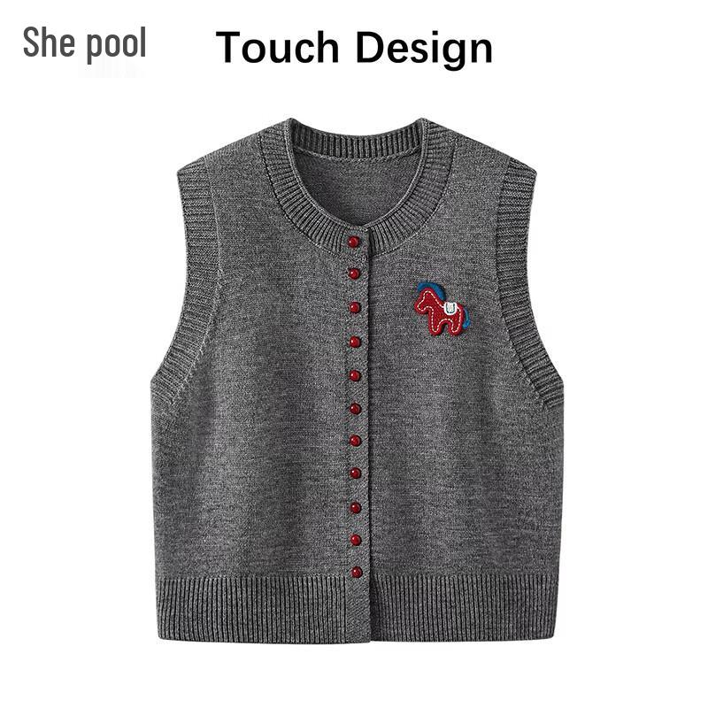 Women s Cartoon Pony Knitted Vest One Size