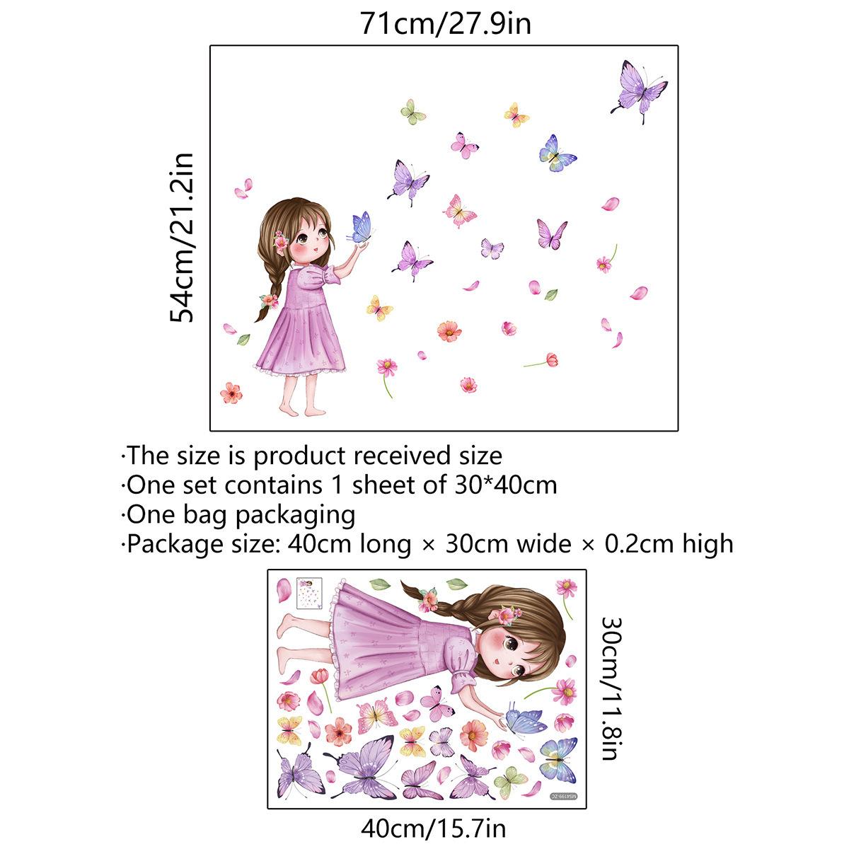 

Wall Stickers Cute Girl Butterflies for Bedroom Removable Decals PVC Peel and Stick Decor Girls Room Living Room Decoration