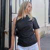 European Style Slimming One-Shoulder Casual Short-Sleeve Women's Top