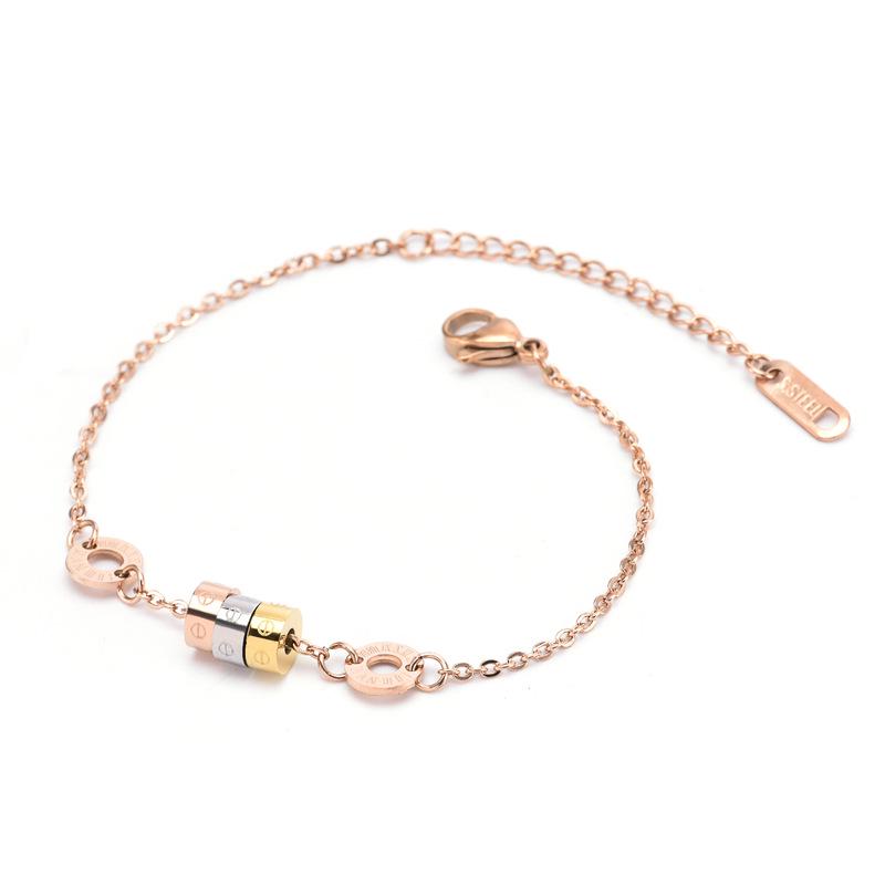 

Браслет из титановой стали цвета розового золота, трехцветный, на удачу, для женщин - Не тускнеющая бижутерия в корейском стиле