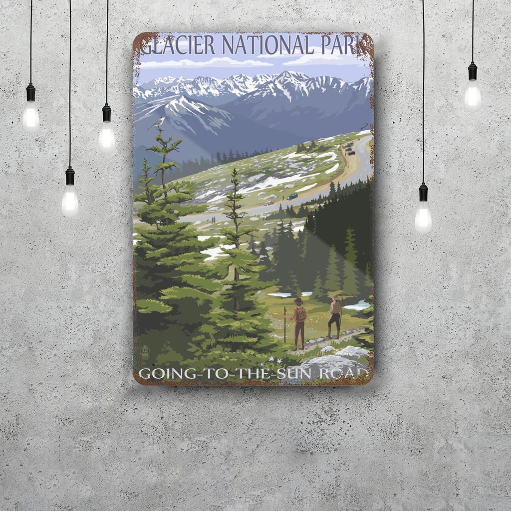 Nationalpark Glacier Lustiges Bar Metallschild Retro Plakette Vintage Schild Alkohol Trinker Kneipe Club Küchenwanddekoration