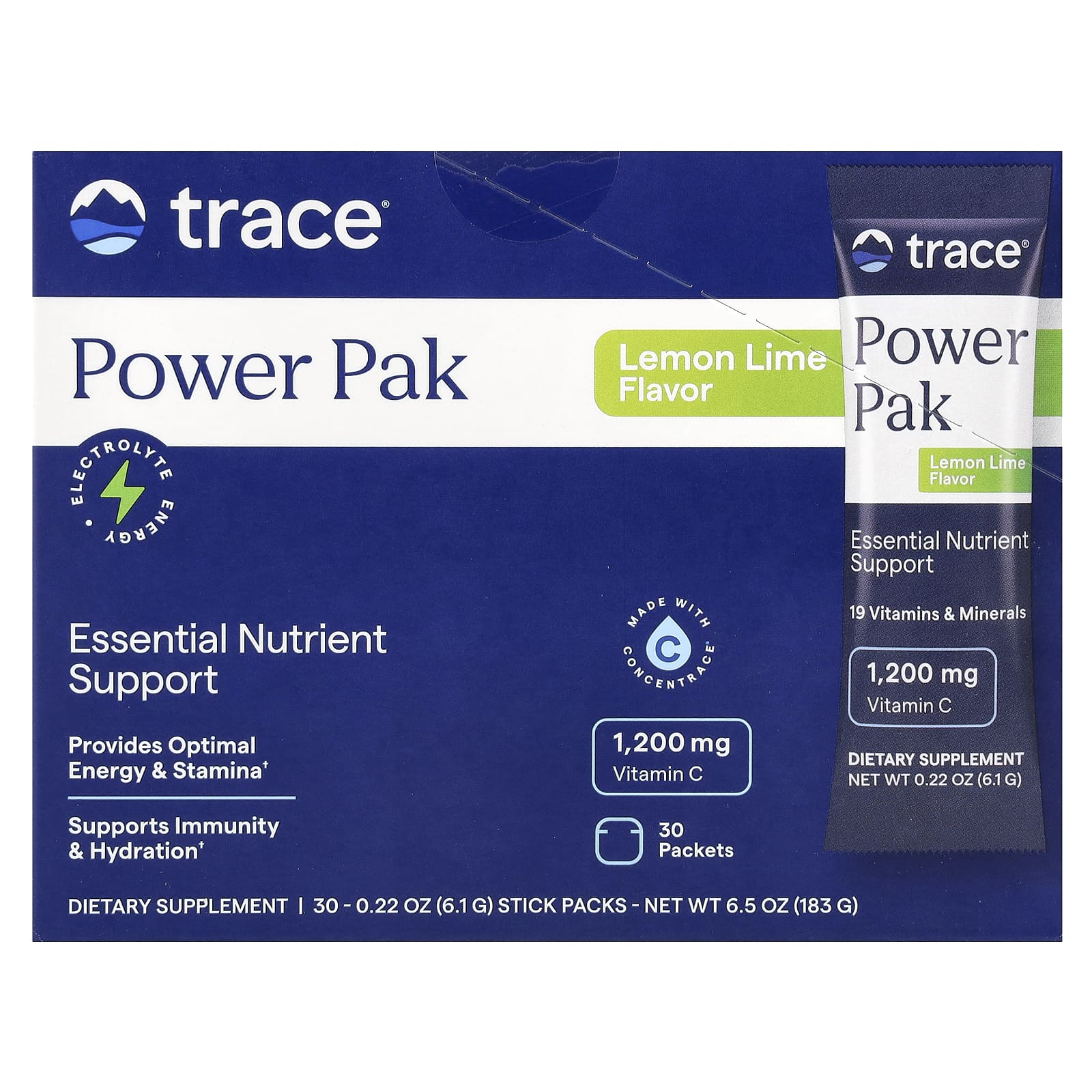 

Trace, Power Pack, Lemon Lime, 30 пачок, 0,22 унції (6,1 г) кожен