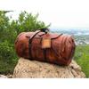 Buffalo Leather Duffle Bag–Handmade Choco Brown Weekender, Gym & Cabin Holdall–Full Grain Overnight Travel Bag-Gift for Men