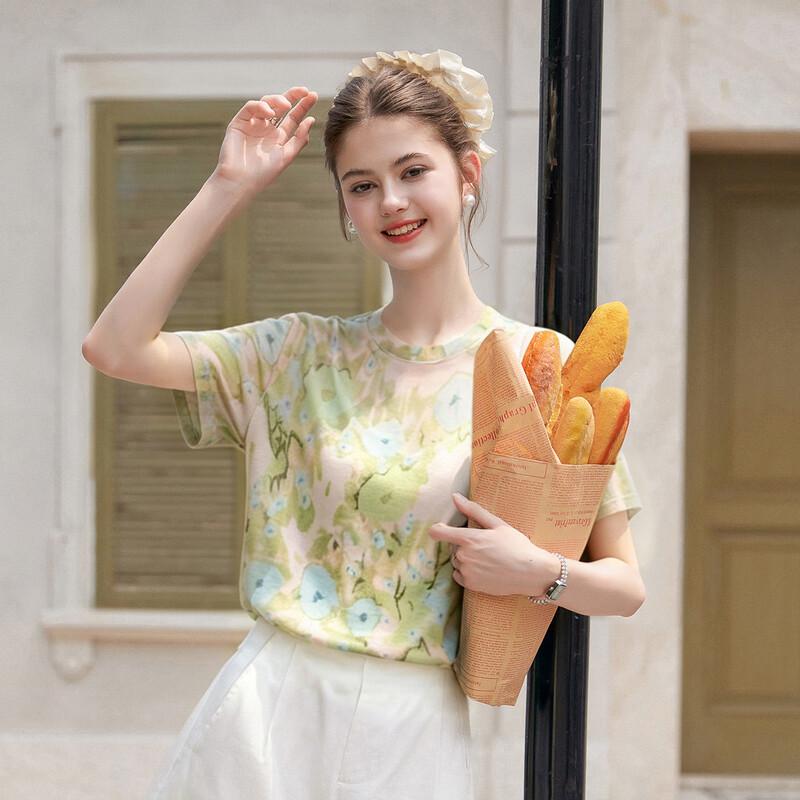 Bailuyu Vintage Floral Print Short Sleeve T-Shirt M цветочный
