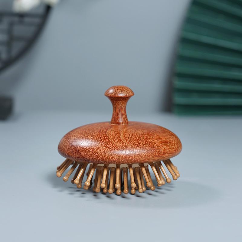 Multi-Functional Wood Therapy Massage Comb Scalp Head Massager Natural Sandalwood Circular Tooth Guasha Scraping Body Massager